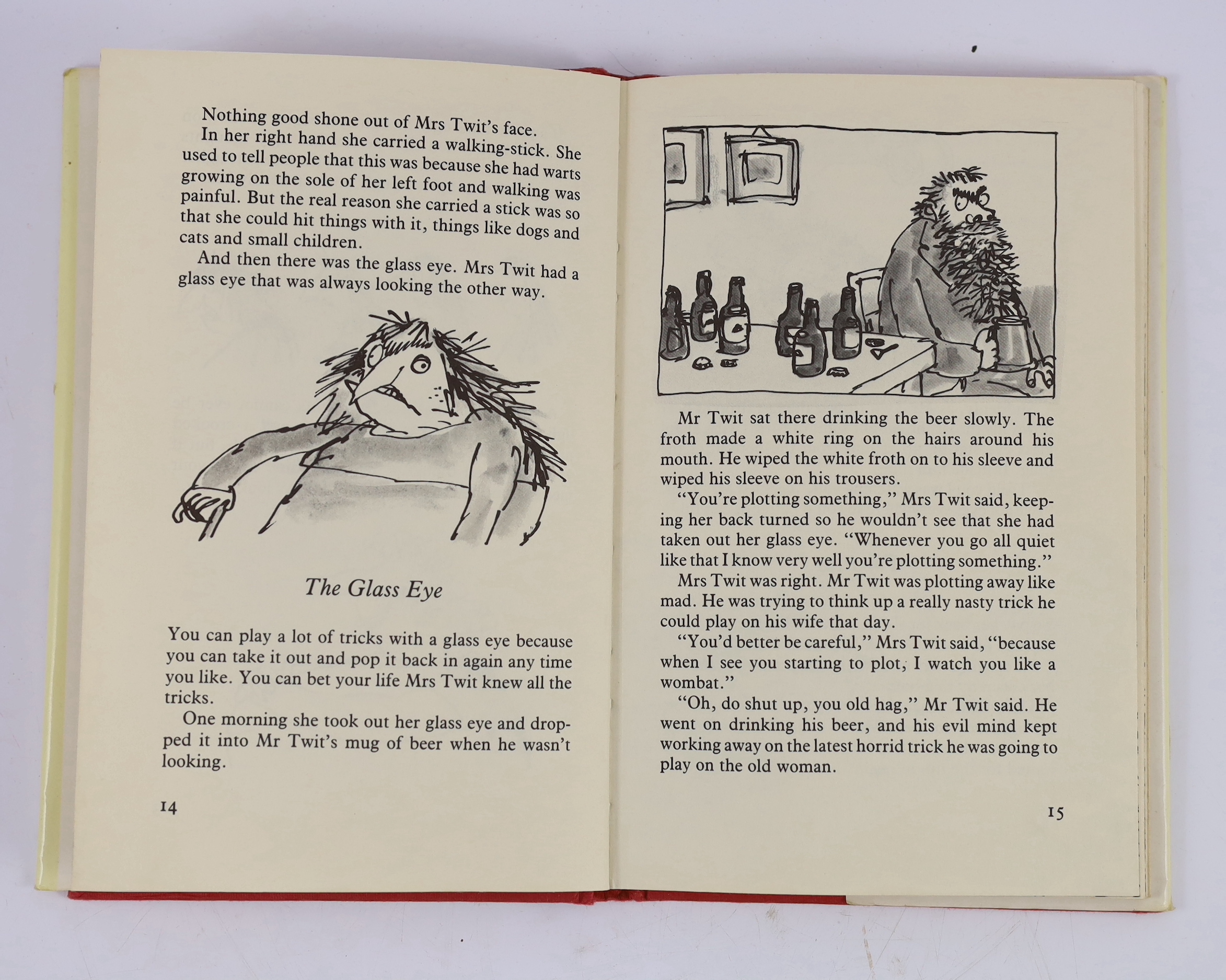 Dahl, Roald - The Twits, illustrated by Quentin Blake, 8vo, original cloth in clipped d/j, ink ownership inscription to front fly leaf, Jonathan Cape, London, 1980